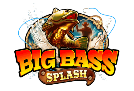 Cargo-crate style artwork of Big Bass Splash featuring the fisherman crate mascot, giant bass fish and turquoise splash against a canyon skyline